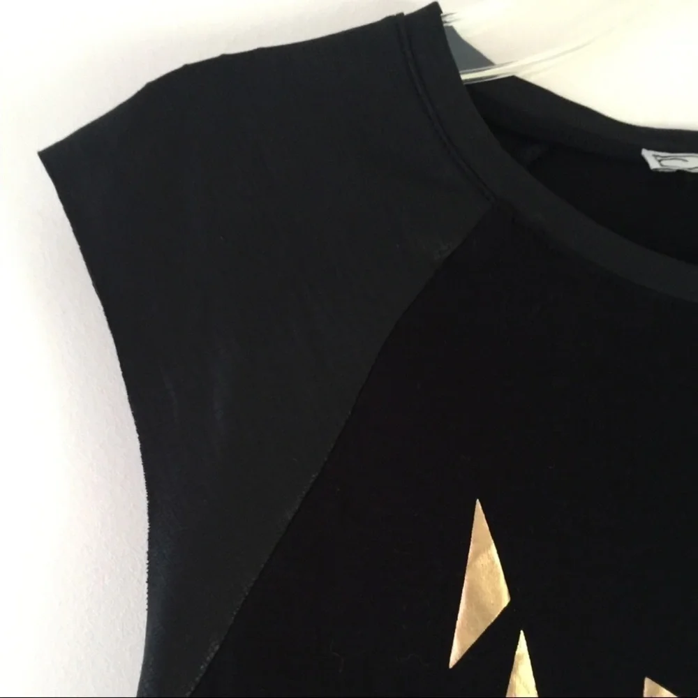 Chloe K Gold Stag Faux Leather Details Trim Tank Size M